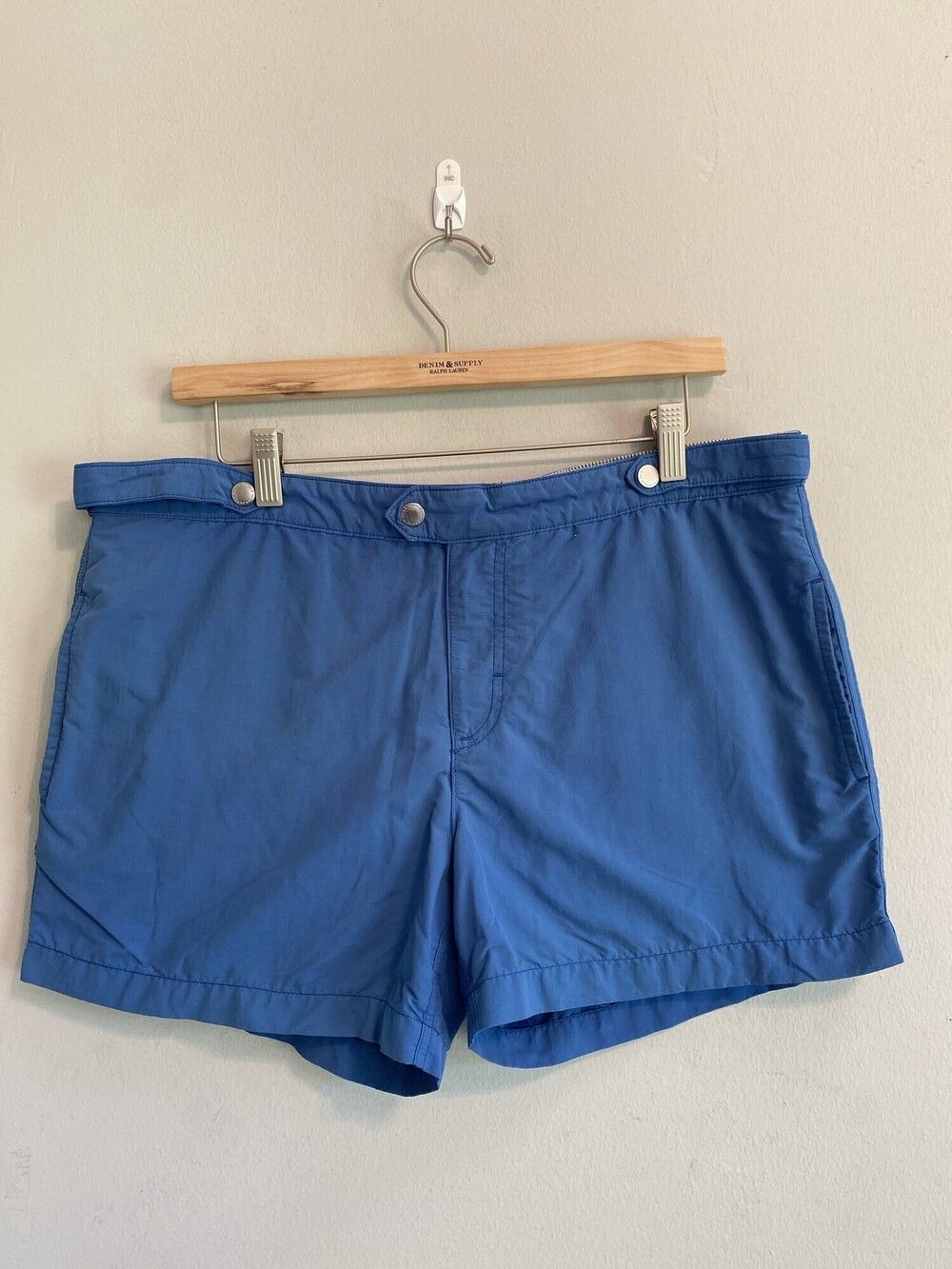 Solid & Striped Swim Trunks Blue Adjustable Waist Men's XL